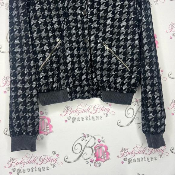 Seduction houndstooth coat cardigan jacket sweater grey  and black with silver - Picture 4 of 7